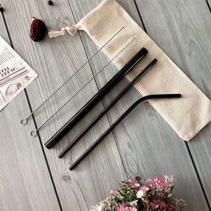 Juego de Pajitas Reutilizables Diarias de Acero Inoxidable 304 (18/10) Rectas y Curvas con Cepillo Limpiador en Estuche, Venta al por Mayor en India - Product Image 2