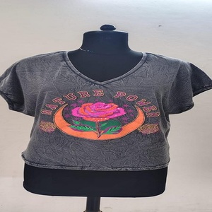 Women Cotton V Neck T Shirt Wholesale Manufacturer Supply for Best Price - Product Image 2