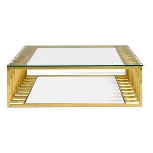 Elegant Metal Coffee <b>Table</b> With Glass <b>Top</b> Durable Center Furniture For Luxury Apartment Interior Decoration Concepts - Product Image 3