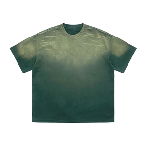 เสื้อยืดคอตตอนผู้ชายทรงหลวมสไตล์วินเทจ ล้างสีแบบแอซิด แขนสั้น เนื้อผ้านุ่ม ใส่สบายสำหรับทุกวัน ลำลองและสไตล์คนเมือง - Product Image 1