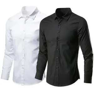 Chemise habillée à manches longues de marque personnalisée de haute qualité, respirante 100% coton, Service OEM orienté vers l'exportation, chemise à bas quantité minimale de commande - Product Image 1