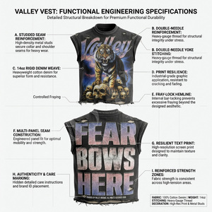 Casual Fit Vintage Distressed Sleeveless Tank Top Custom Screen Print Washed Cotton Streetwear Muscle Shirt Punk Trendy Style - Product Image 3