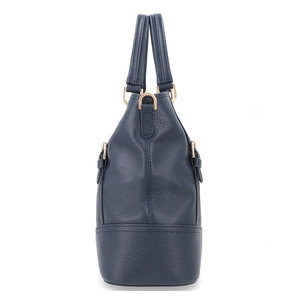 Salva Leather Genuine Leather Softback Handbag Detachable Arcuate Shoulder Strap Leopard Pattern Minimalist Design Navy Blue 21L - Product Image 5