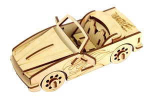Eco-Friendly <b>Wooden</b> Carved Convertible Sports Car <b>Model</b> with Flame Design Antique Imitation Diy <b>Kit</b> - Product Image 3