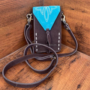 Pochette pour téléphone portable en cuir suédé avec point de démarrage personnalisé sac à bandoulière Western en cuir véritable sac à bandoulière pour téléphone portable pour femmes - Product Image 2
