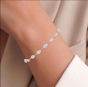 <b>Drilled</b> Marquise & Pear Lab Grown <b>Diamond</b> Station Bracelet 7.72 CTW 7 Inch 9K Rose Gold - Product Image 5