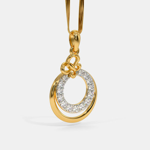 Collier pendentif cercle floral en or jaune avec diamant de laboratoire - Product Image 3