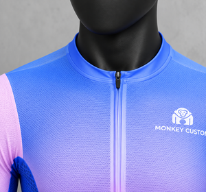 Maillot de Ciclismo Personalizado Monkey para Hombre, Manga Corta, Degradado Azul Rosa, Transpirable, Poliéster, Camiseta Deportiva, Talla Adulto - Product Image 5