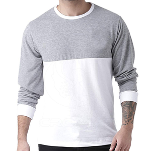 T-shirt à manches longues pour homme, vert foncé, col rond, coupe classique, couleur unie, décontracté, en coton tricoté - Product Image 5