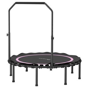 Mini Trampolín Plegable de 48 Pulgadas para Adultos, Interior y Exterior, Color Rosa, con Barra Ajustable - Product Image 1