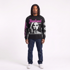 Your brand Logo Long Sleeve T-Shirt Black Pink Print O-Neck <b>Men's</b> Pullover Cotton Fleece Sweatshirt For <b>Men</b> Crew Neck <b>Jumper</b> - Product Image 5