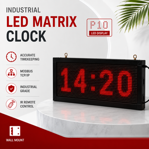 Industrial P10 <b>LED</b> Matrix <b>Clock</b> & Production Information Board – Modbus TCP/IP | OEM/ODM - Product Image 1
