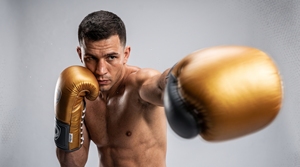 Dumela Leather Boxing Gloves Gold with Black Accents and <b>White</b> <b>Laces</b> - Product Image 4