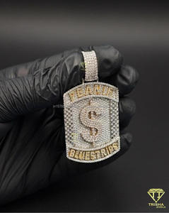 Statement Dollar Sign Pendant Lab Grown Diamond Custom <b>Name</b> Hip Hop <b>Chain</b> Luxury Jewelry Necklace - Product Image 6