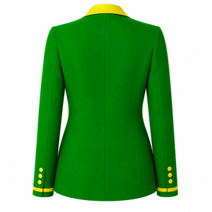 Blazer personnalisé de la sororité Chi Eta Phi, logo brodé vert et jaune, doublure en polyester avec logo imprimé répété pour femme - Product Image 3