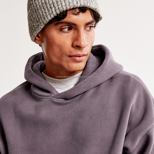 OEM Fabricantes de ropa personalizado 465gsm hombres chándal de peso pesado de algodón de gran tamaño Unisex sudaderas con capucha bordado liso teñido No - Product Image 2