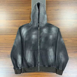 Custom Vintage Jogging Set <b>Zip</b> up Acid Wash Tracksuit Sweat Suits Hoodie and Straight Leg Flared Sweatpants Track Suit for Men - Product Image 2