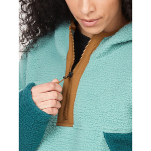 Sudadera con capucha de forro polar Sherpa para mujer al por mayor, con media cremallera, bloques de color, informal, cálida para invierno, con bolsillos, ropa personalizada al por mayor - Product Image 6