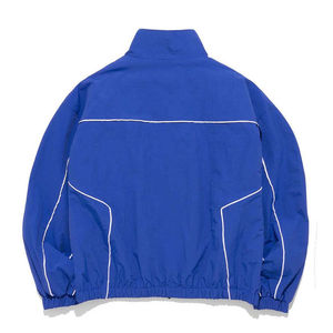 Veste coupe-vent pour homme, bleu royal, style sportif, avec fermeture éclair et bordure blanche, idéale pour l'automne - Product Image 6