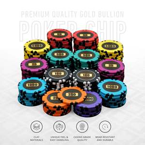 Gold Bullion 40mm 14g Clay Poker Chipset 300/500 Pcs with <b>Tray</b> High Quality Set for Professional Players - Product Image 2
