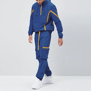 Wholesale Regular Fit Unisex Streetwear Fleece Quick Dry Breathable Sports New Style Designed <b>Strip</b> Tracksuit Hooded Tracksuits - Product Image 2