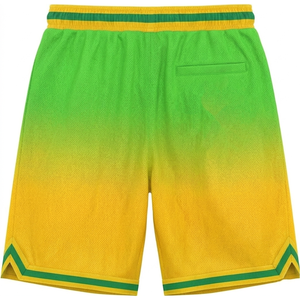 Pantalones Cortos de Baloncesto Personalizados para Hombre, Degradado Verde Amarillo, Impresión por Sublimación, Cintura con Cordón, Estilo Deportivo con Bolsillos y Número 00 - Product Image 2