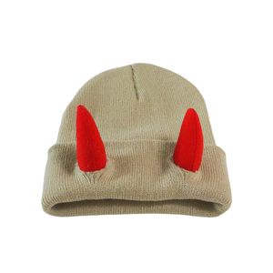Bonnet en tricot chaud et amusant pour homme, avec cornes de diable, style hip-hop, personnalisé pour Halloween, collection automne-hiver, idéal pour les voyages, en tissu courant - Product Image 6