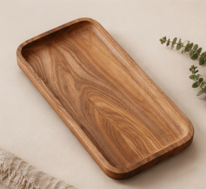 Premium Durable Polished Eco-Friendly Rectangular Acacia Mango Walnut Wood Serving Tray - Product Image 1
