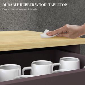 Farmhouse and Dining Versatile <b>Kitchen</b> Storage <b>Sideboard</b> Floor Cupboard with Solid Wood Top Adjustable Shelf and 2 Drawers - Product Image 5
