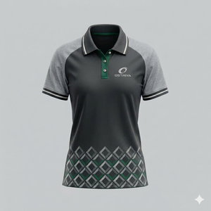 Women's Polo Shirt Blue Green Copper <b>Tree</b> Print 100% Polyester Short Sleeve Breathable Casual Knitted Sublimation Transfer Print - Product Image 2