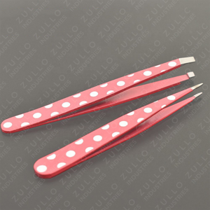 Stainless Steel Eyebrow Tweezers <b>Set</b> Slanted Pointed <b>Pink</b> Polka Dot Beauty <b>Tool</b> Kit Precision Hair Removal Grooming - Product Image 3