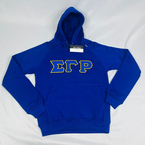 Royal Blue Pullover Hoodie Unisex Gold Letter Embroidered <b>Long</b> Sleeve Hooded <b>Sweatshirt</b> Kangaroo Pocket Casual Streetwear Fleece - Product Image 1