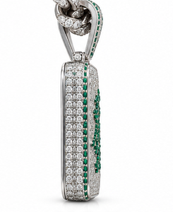 Collar con Colgante Rectangular de Moissanita Micro Pavé Chapado en Oro Verde y Blanco Estilo Hip Hop para Fiestas y Eventos - Product Image 3