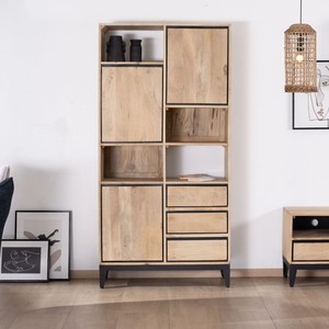 Vandana Royal Comfort designer <b>bookcase</b> in mango wood with <b>black</b> trim - Product Image 1
