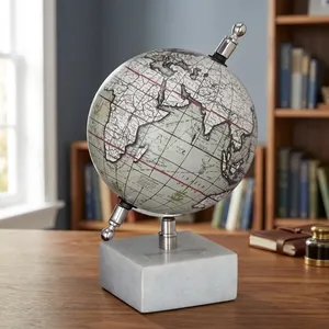 Globo Terráqueo Decorativo Vintage con Base de Mármol, Diseño de Mapa Antiguo, Decoración de Escritorio para Oficina y Hogar, Regalo de Viaje - Product Image 5