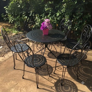 Heavy Duty Wrought Iron Patio Dining Set Weather Resistant <b>Outdoor</b> Garden Furniture <b>Table</b> <b>and</b> <b>Chairs</b> - Product Image 2