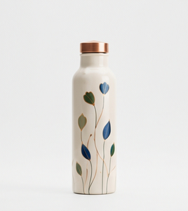 Botella de Agua de Cobre Esmaltada Artesanal con Estampado Floral de Lujo, Frasco Ayurvédico para Fitness, Contenedor Ecológico para Bebidas - Product Image 2