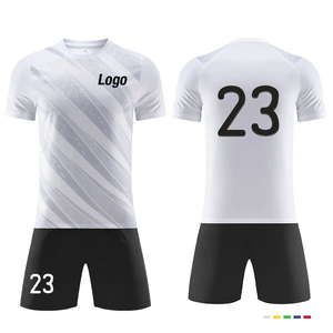 MILIENZ SPORTS APPAREL Ensemble de maillots de football pour hommes, uniforme d'équipe personnalisé, dégradé blanc-bleu, col en V, manches courtes, évacuation de l'humidité - Product Image 2