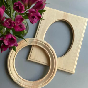 Oval And Round Timber Picture <b>Frame</b> Set DIY Craft Painting Project Natural Wood Photo Display Home Decor Unfinished Art Holder - Product Image 1