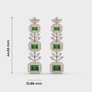 Luxury Round Pear Marquise Diamond Drop <b>Earrings</b> 18K Solid Gold Prong Setting Women's Wedding & Party Jewelry Plant Pattern - Product Image 5