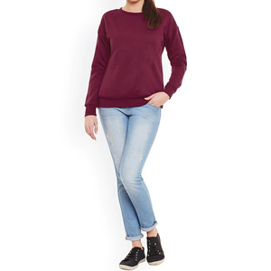 Sudadera de cuello redondo cálida de invierno para mujer, jersey liso con hombros caídos, manga larga, tejido de punto, mezcla de algodón, ajuste cómodo para otoño - Product Image 3