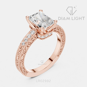 Bague de fiançailles et d'anniversaire fantaisie en or blanc 14 carats avec diamant de laboratoire taille radiant de 1,98 carat, couleur F+, clarté VS+, certifié IGI - Product Image 6