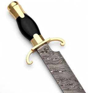 มีดอเนกประสงค์เหล็กดามัสกัสทำมือพร้อมด้ามจับทองเหลืองและเขาสัตว์ - Product Image 6