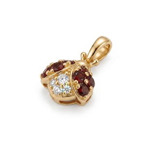 Collar con Colgante de Mariposa, Chapado en Oro de 18K, Granate y Diamante de Corte Redondo, Joyería Clásica para Mujer, Regalo para Uso Diario - Product Image 2