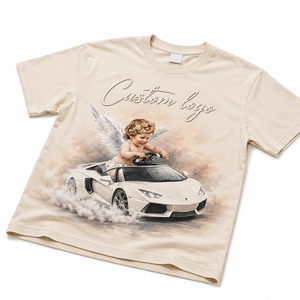 เสื้อยืดโอเวอร์ไซส์ผ้าคอตตอน 100% หนัก 240 กรัม พิมพ์ลาย DTG สำหรับขายส่ง ลายรถสปอร์ตสุดหรู พรีเมียม กันยับ - Product Image 1