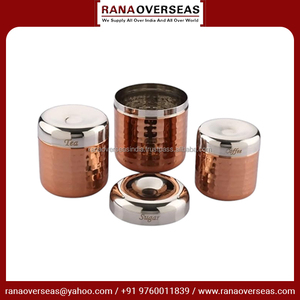 Personalized Wholesale Stainless Steel Canister <b>Set</b> of 3 With Copper Finished for <b>Sugar</b> <b>Coffee</b> & <b>Tea</b> in Various Style & Sizes - Product Image 3