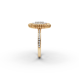 Bague de fiançailles avec diamant de laboratoire taille marquise de 1 carat, or blanc, plaqué platine, certifié IGI, design halo en spirale - Product Image 3