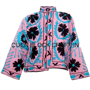 เสื้อแจ็คเก็ตผ้าฝ้ายปักลายซูซานีอินเดีย ทำมือ แบบควิลท์ สำหรับฤดูหนาว เสื้อโค้ทสั้น สำหรับผู้หญิงและเด็กผู้หญิง - Product Image 1