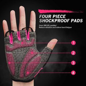 Gants de vélo pour hommes et femmes avec coussinets antidérapants et amortisseurs, gants de cyclisme légers à demi-doigts - Product Image 2