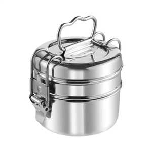 Boîte à lunch minimaliste à 3 niveaux en acier inoxydable, conteneur alimentaire isotherme portable, anti-fuite, thermique, pour enfants, compatible lave-vaisselle - Product Image 3